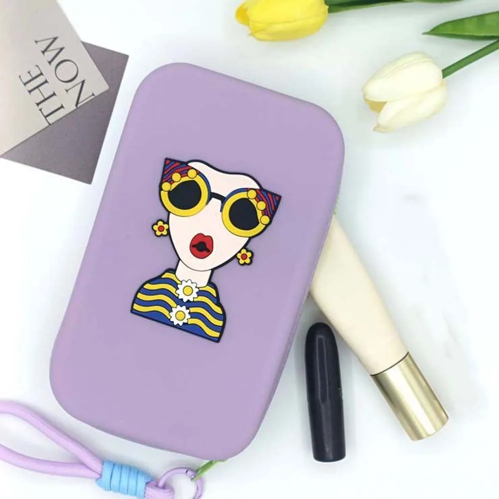 Cartera de muñeca de silicona antipérdida, bolsa de almacenamiento moderna y ligera creativa para mujer, funda blanda con cremallera cosida de estilo étnico para mujer