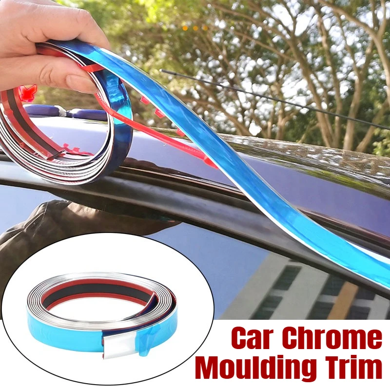 12M Exterior Car Chrome Body Strip Bumper Auto Door Protective Moulding Styling Trim Sticker 6MM 8MM 10MM 12MM 15MM 20MM 30MM