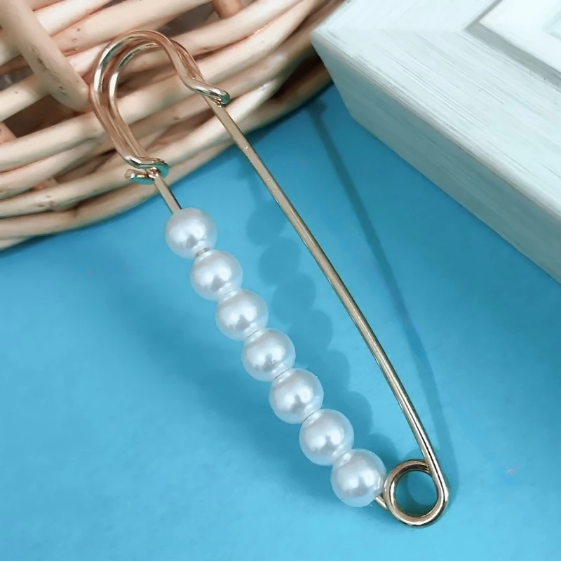 5 Stück/Set 7,5 cm Imitationsperlen-Brosche Sicherheitsnadeln zur Taillenverengung Ornament für DIY-Bastelarbeiten Kleidung Hosen Accessoires – Detail 7