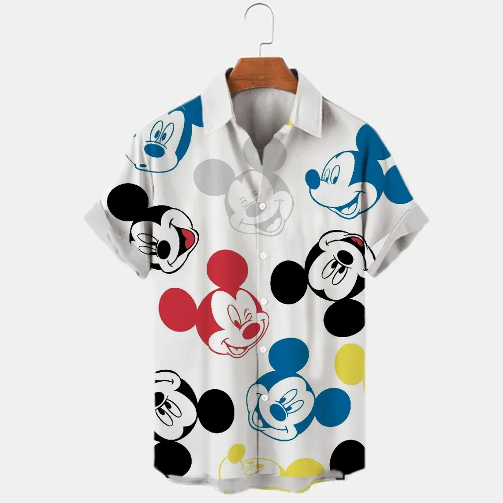 

New Disney Hawaiian Shirts Summer Casual Button Up Shirts Beach Vacation Short Sleeves Disney 3D Print Fashion Men's Lapel Shirt