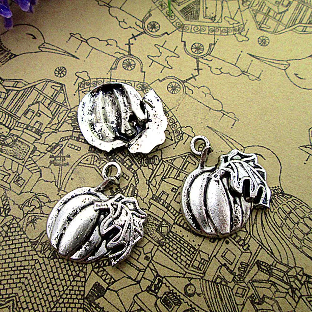 

60pcs--20mm Pumpkin Charms For Jewelry Making Diy Findings Antique Silver Color Alloy Pendants