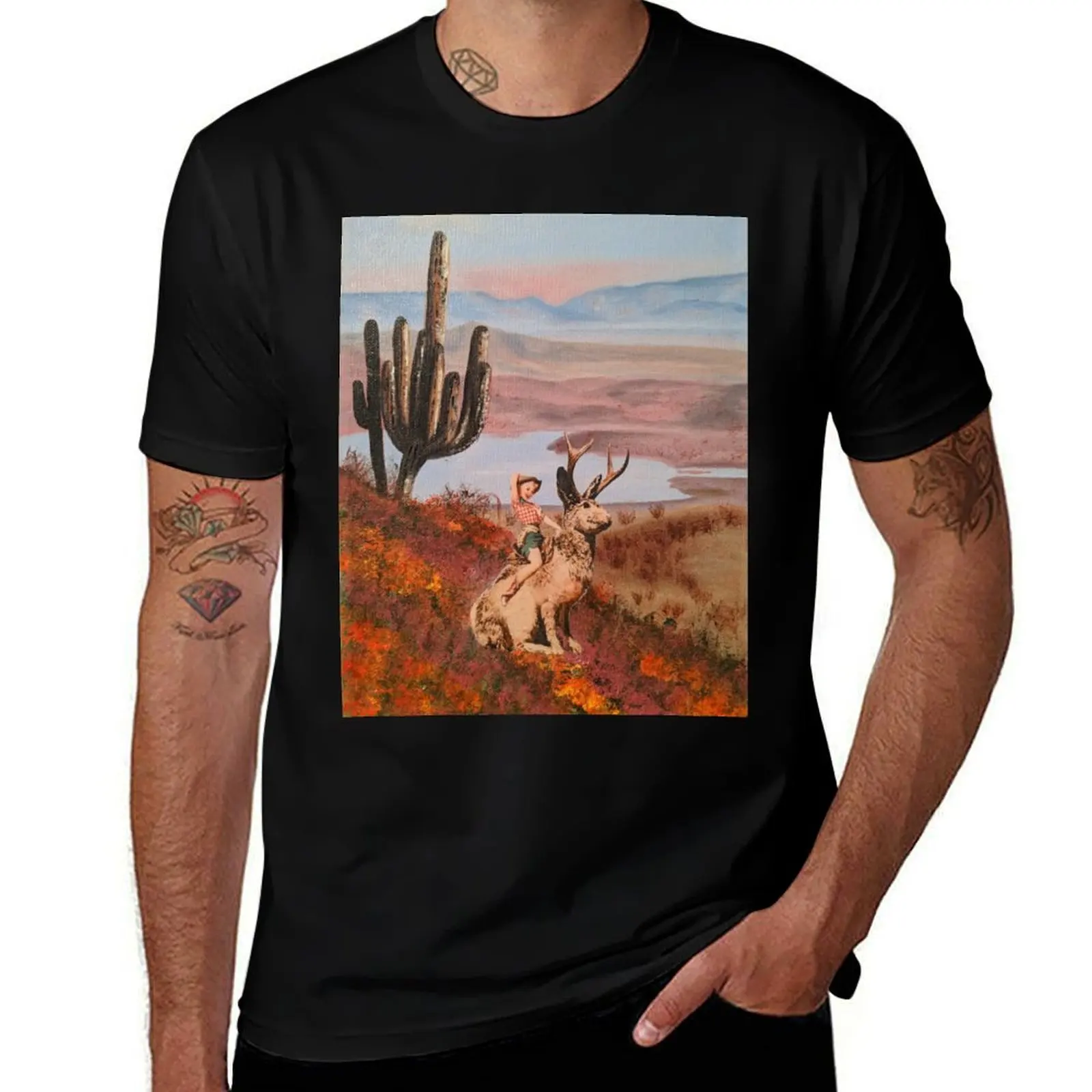 

Pinup Jackalope Cowgirl T-Shirt cotton t shirts man 100% funny t shirts man essential t shirt T-Shirt