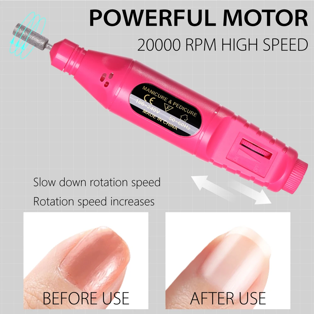 HALAIMAN Professional Material Nail Drill Machine Electric Nail Sander Milling Cutter For Manicure Set Driller Nail Accessories