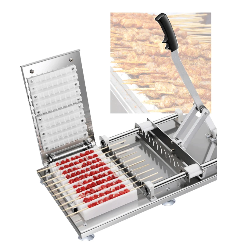 10 Skewers Skewer Machine Reusable Meat String Device Mutton Kebab Skewer Machine Lamb Satay Stringer Maker For BBQ Barbecue