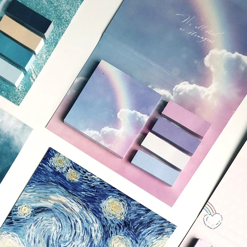 325Pcs Oil Paintings Landscape Note Labels Word Notebooks Student Office Supplies Memos Tearable note
