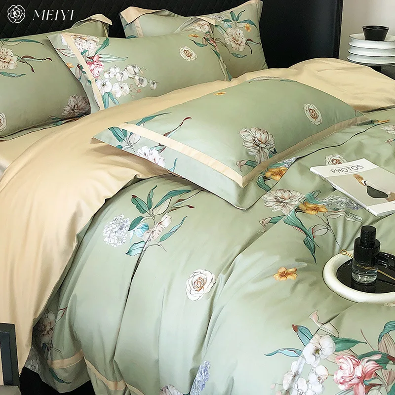 

Customizable cotton pastoral 60S long-staple cotton sheets four-piece set