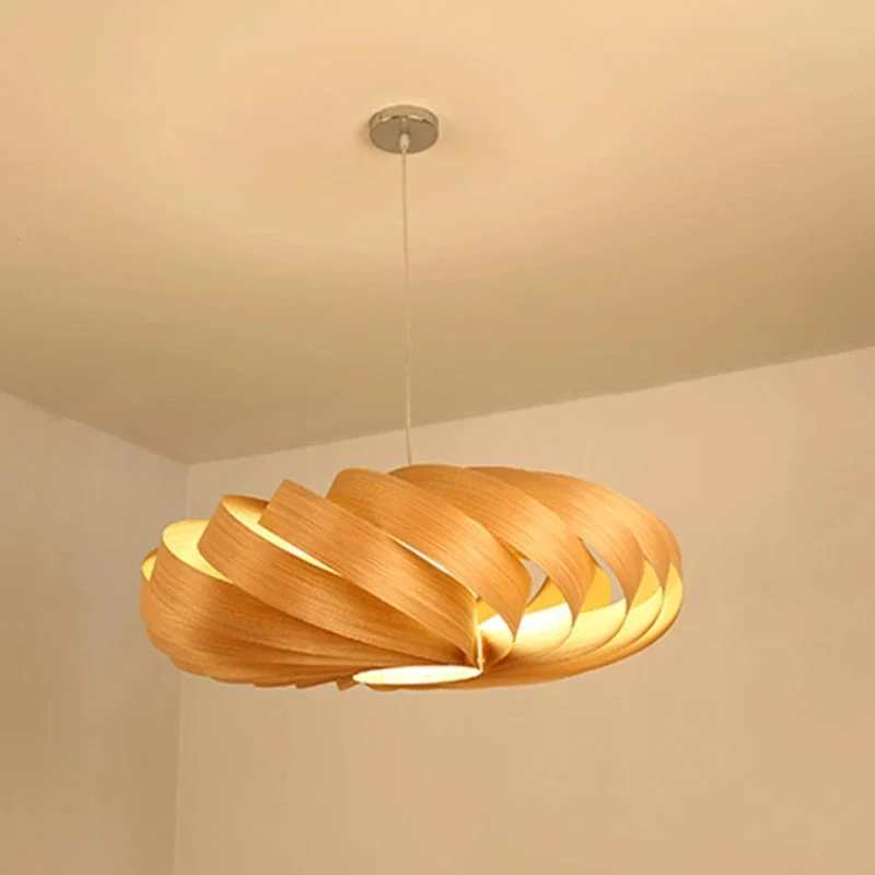 Southeast Asian Creative Wooden Pendant Lamps Chinese Tea Room Restaurant Hotel Bedroom Vintage Lights Home Decor Chandelier