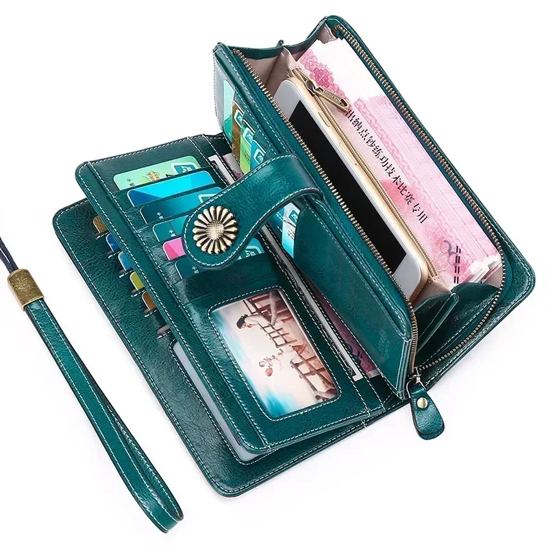 Fashion Wallets Women Long Genuine Leather wallet Top Quality Card Holder Classic Female Purse Zipper Brand Wallet For Women