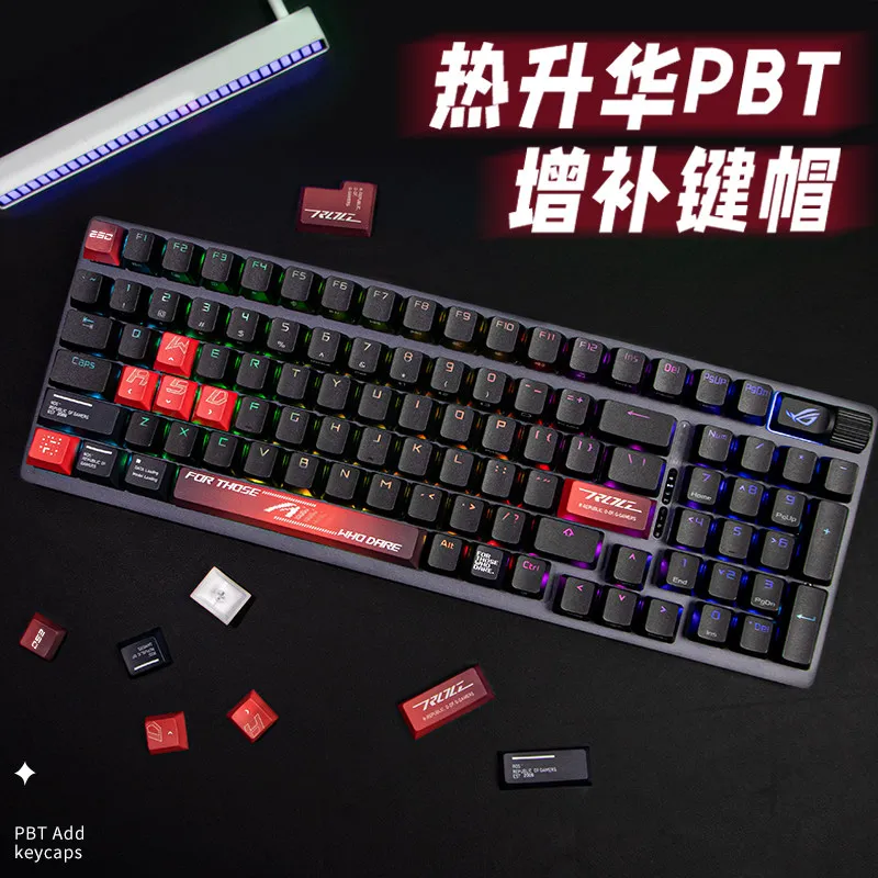 Keycaps for ROG AZOTH & Strix Scope II 96, PBT Heat-Sublimation Shine-Through Set, EVA Asuka Theme, Anti-Oil Wear