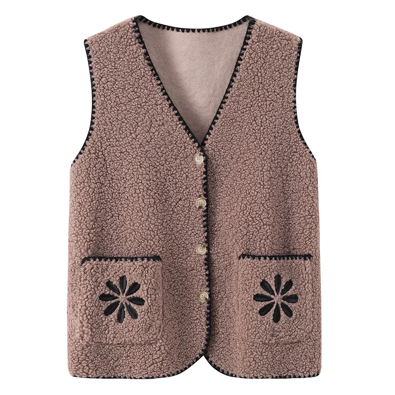 Grandma Spring Autumn Vest Cardigan Middle Aged Elderly Mother Bottoming Sweater Vests 60 To 80 Year Old Women Waistcoat