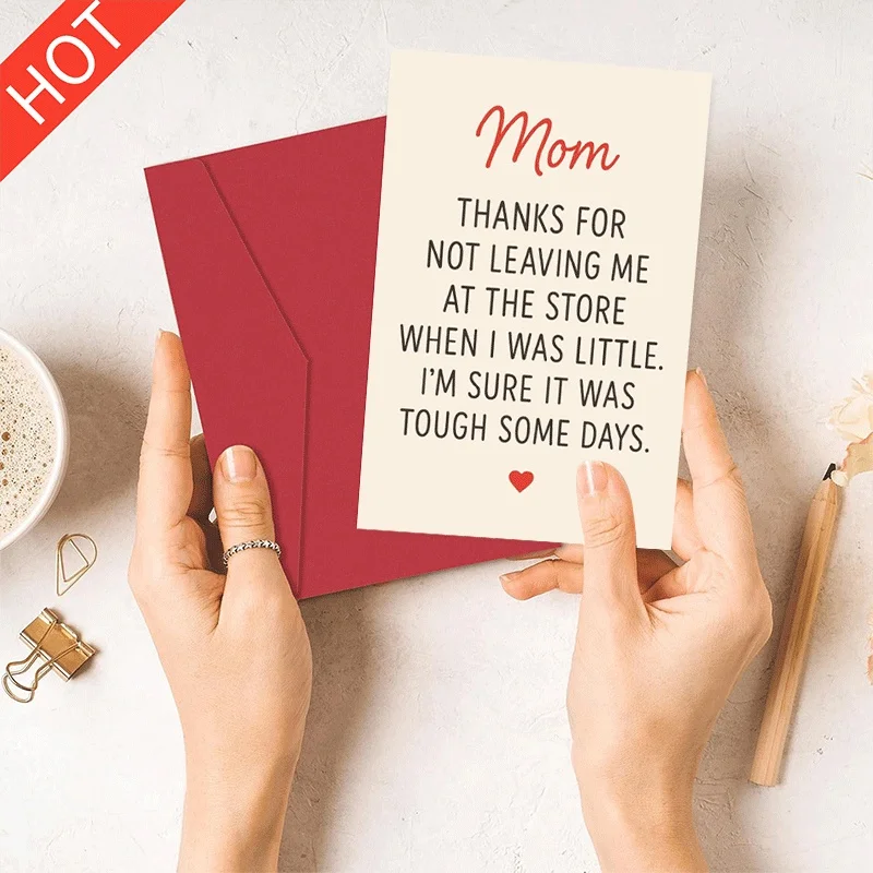

Funny Mom Thank You Greeting Card, Humorous Mother's Day Card, Retro Style Mom Appreciation Card for Mom Birthday Gift