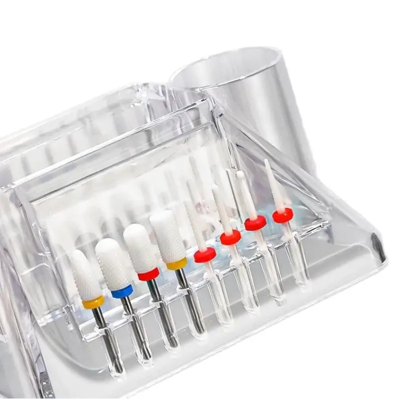 Caja de almacenamiento de gran capacidad para taladro de uñas, soporte para cabezal de pulido, organizador de brocas para manicura