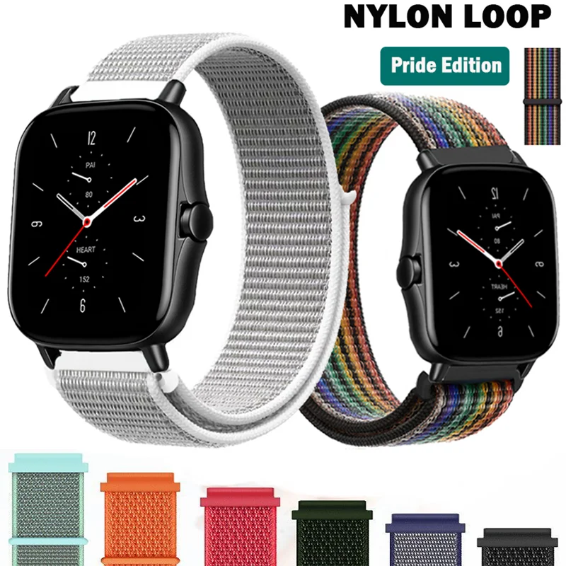 Nylon20mm 22mm  Band For Amazfit GTR 4 2/3 Pro 2e/GTS 4 mini  Strap Bip lite/S U/Stratos 3 Watchband Bracelet