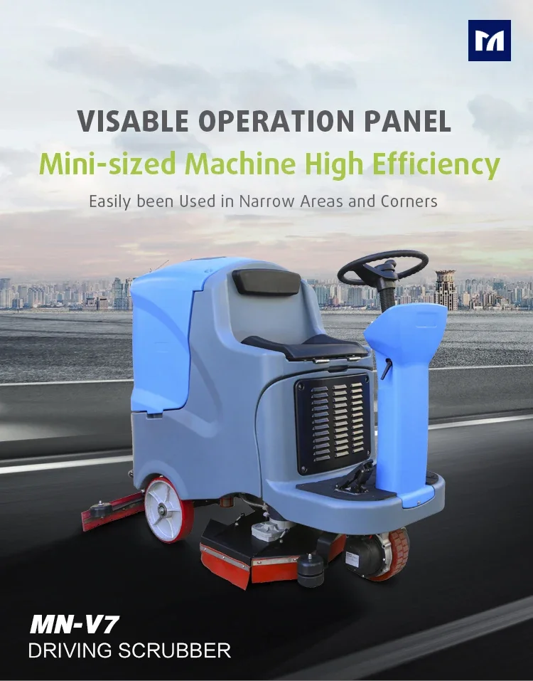 MN-V7 Ride-on Scrubber, Electric Mop Cleaner Machine, Marble & Granite Floor Scrubber