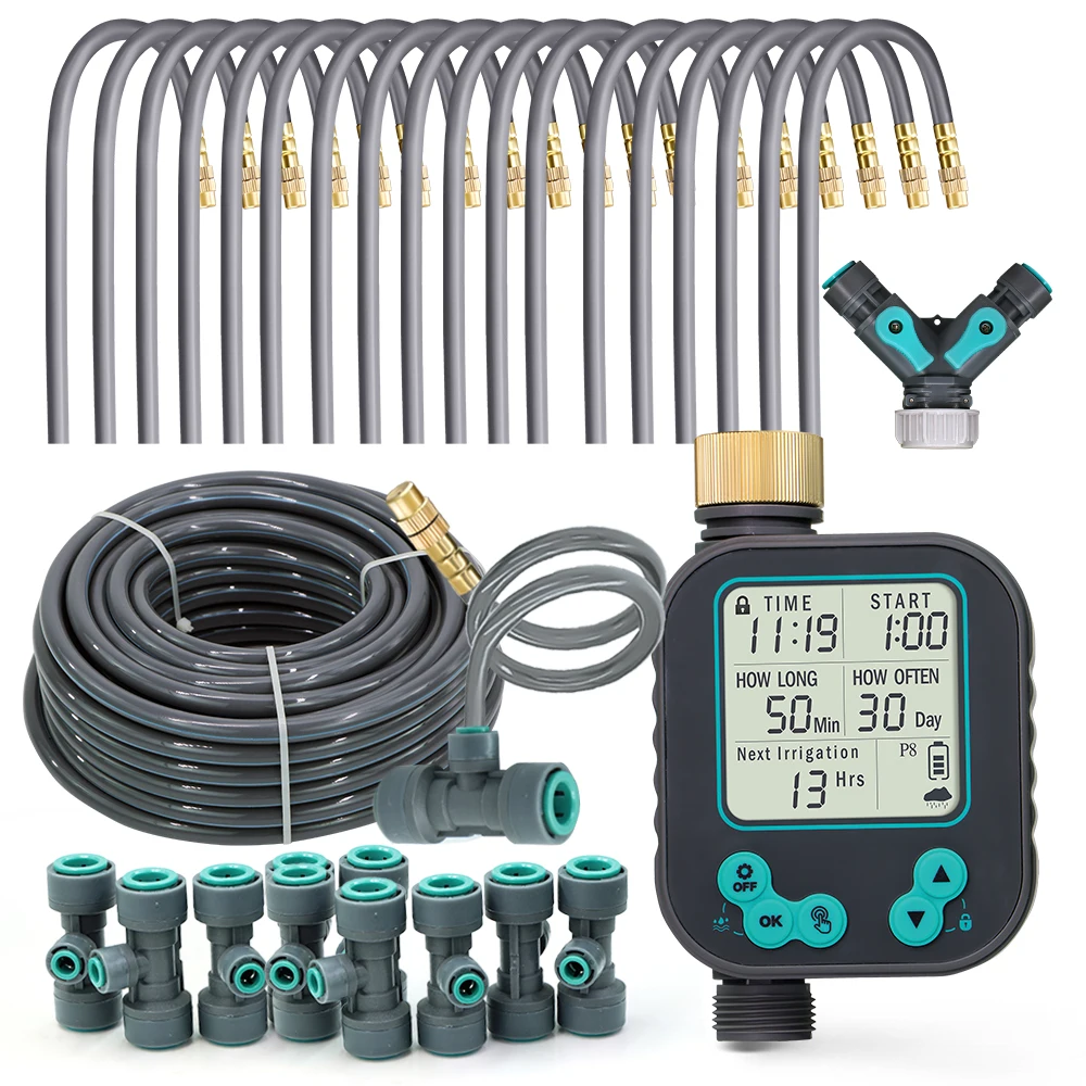 

10/20/30M 20cm Universal Nozzle Atomization Watering System High-Quality 3/8"PE Hose Misting Sprinkler Fogging Irrigation System