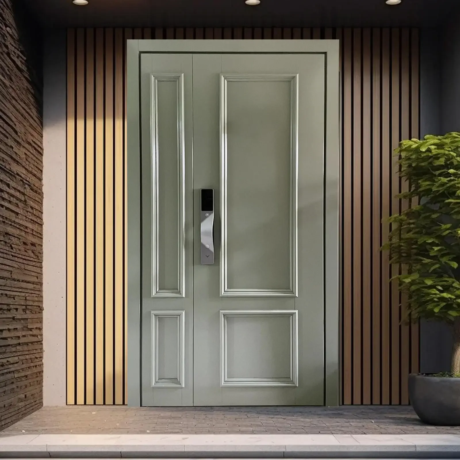 %T* Modern Luxury Aluminum Alloy Entrance Door External Entrance Manual Front Doors Matte Finished Anti Corrosion Hinged Doors