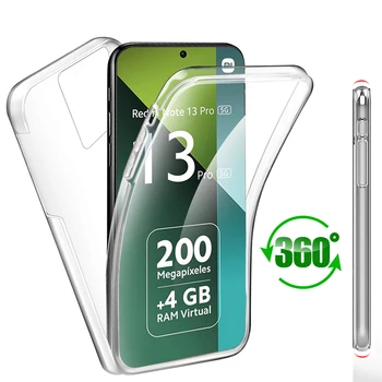 Redmi Note 13 Pro 5G 4G 케이스, 360 ° PC 및 PET 전신 커버, Redmi Note 13 Pro + Pro Plus 5G 용 투명 양면 충격 방지 코크