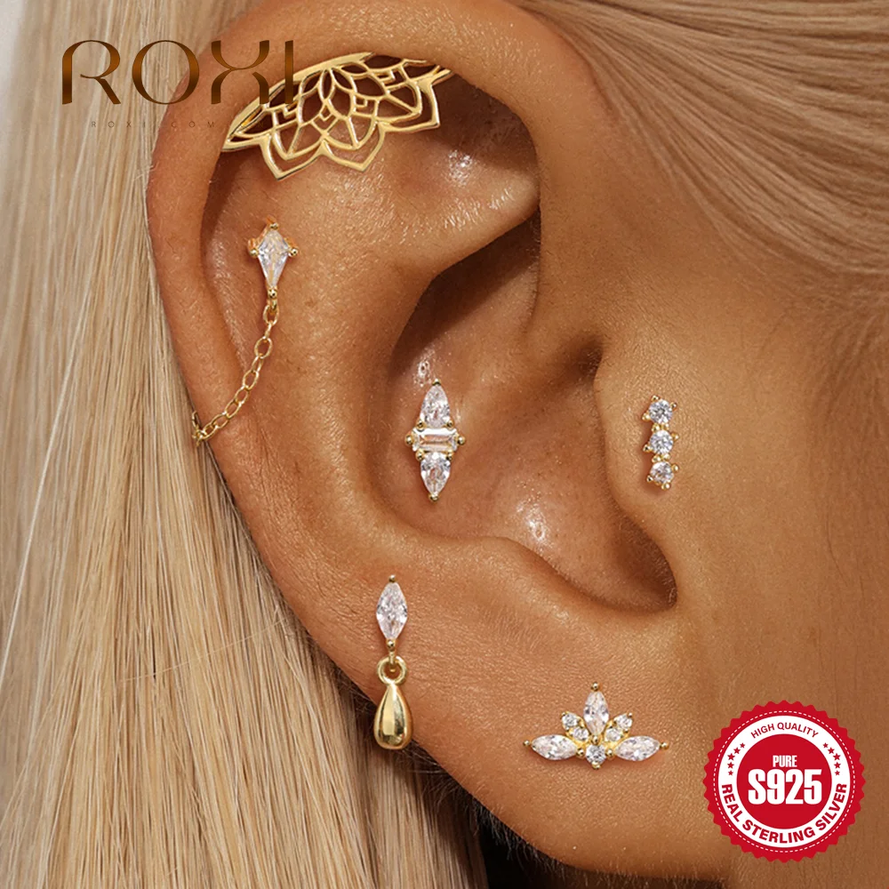 ROXI 925 argent Sterling creux Lotus goutte d'eau chaîne gland Piercing boucles d'oreilles pour femme lumière luxe saint valentin cadeau
