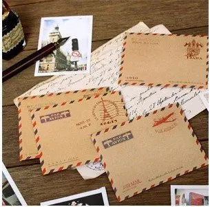 10pcs/lot  98*74mm Cute Creative Mini Kraft Paper Retro Style Envelope Photo Post Card Package Bag