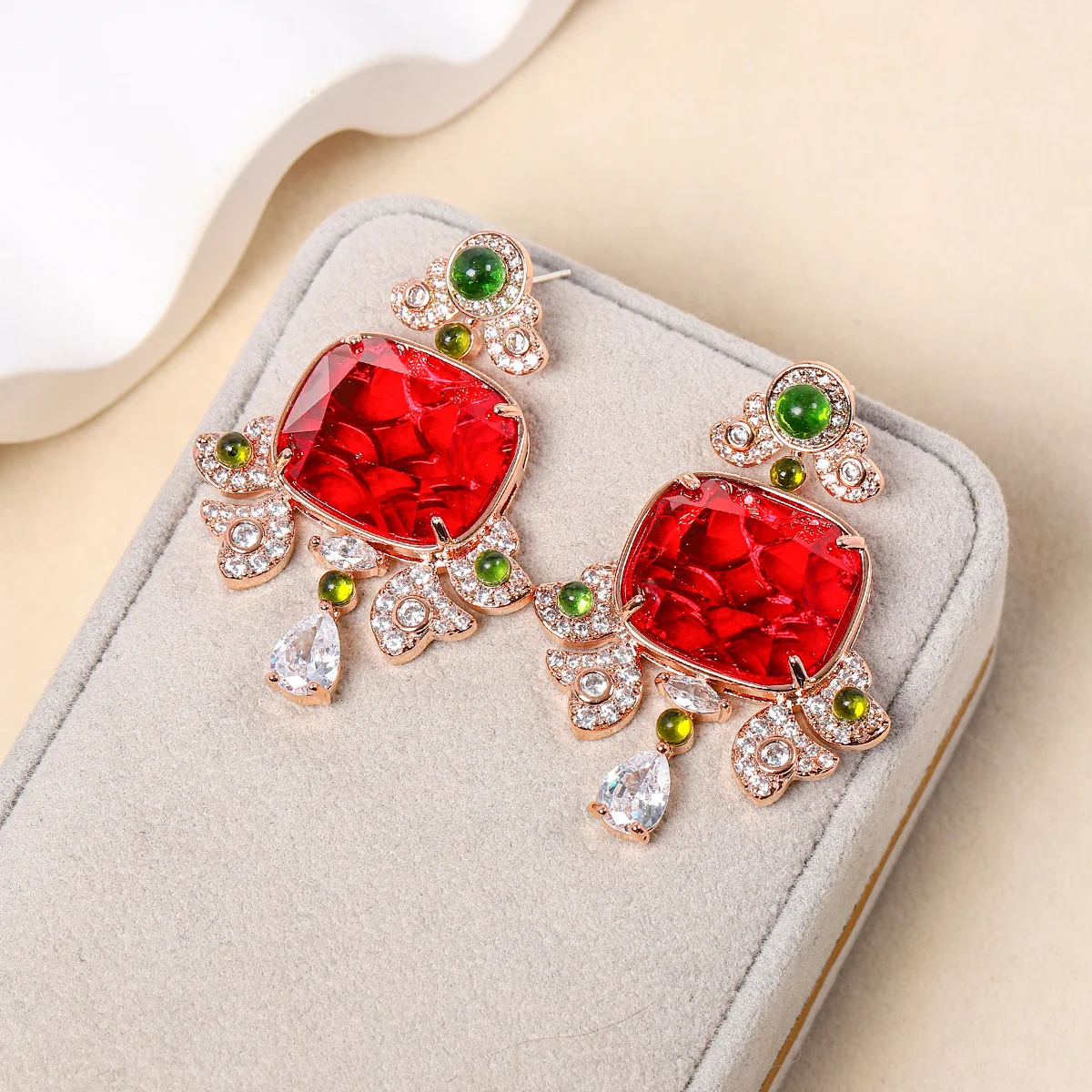 

Серьги-подвески из серебра 925 пробы с красными камнями в китайском стиле, элегантные вечерние украшения, подарок для женщин