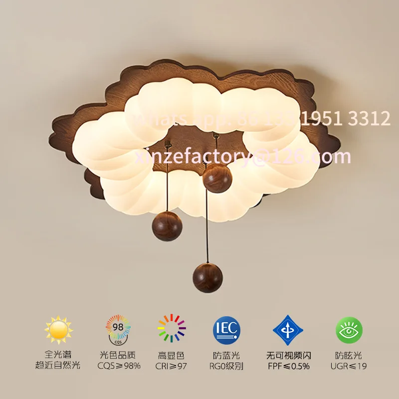 

Customizable French medieval master bedroom lamp, eye protection, solid wood wabi sandy wind, warm children's room bubble lamp