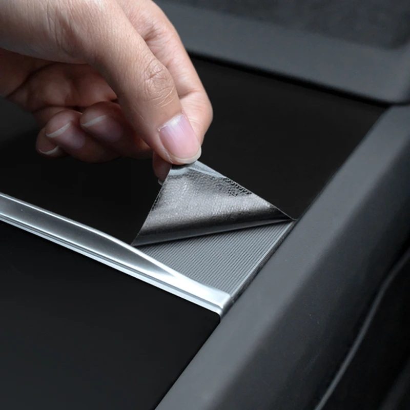 for Tesla 2017-2020 Model 3 y center console sticker protective film wood grain center matte white view 2