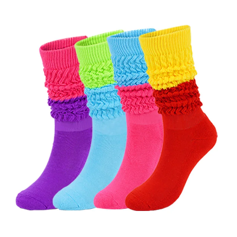 1 Pair Women's Neon Ruffle Socks, Bright Color Frilly Top Ankle Socks, Cute Loose Fit Casual Crew Socks for Summer