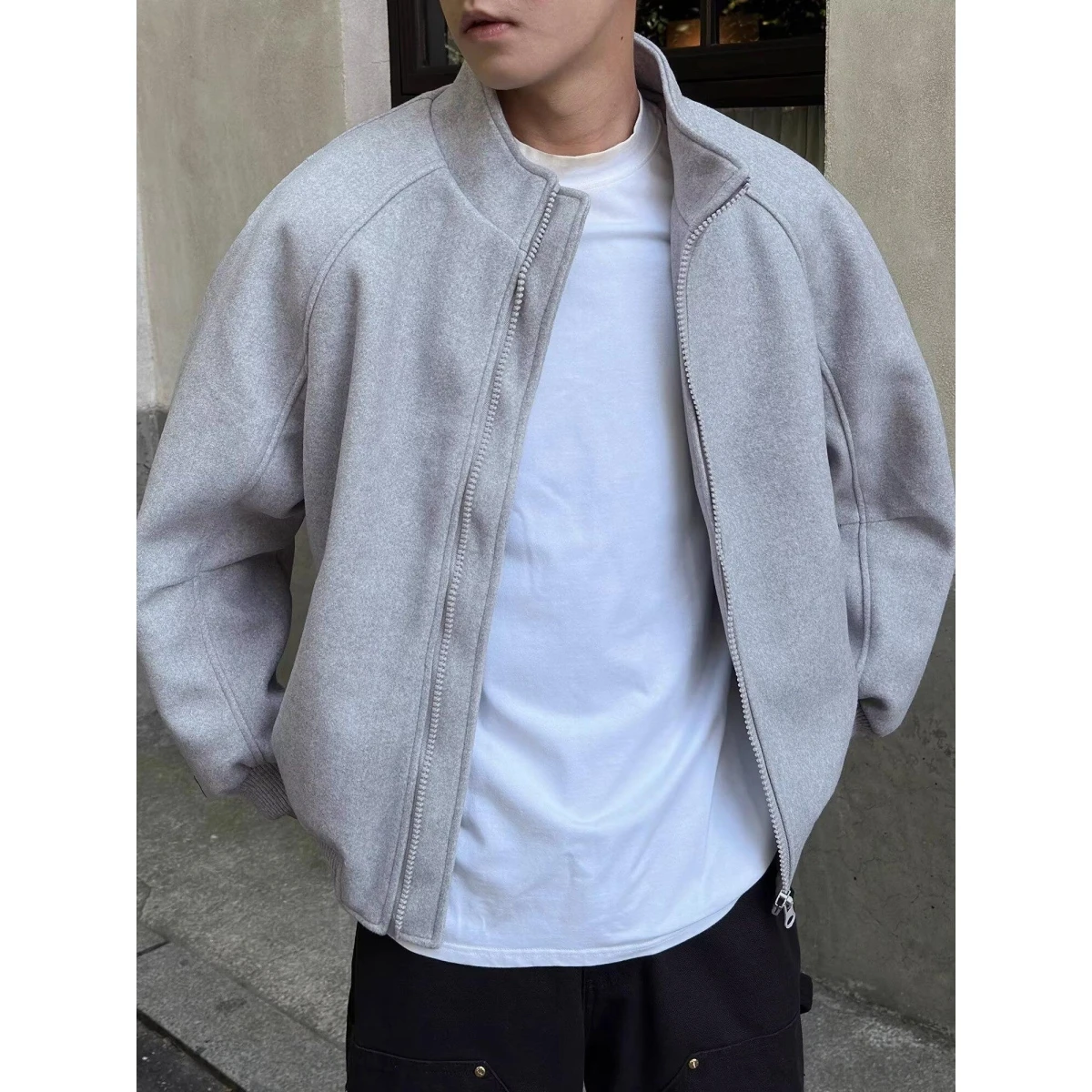 

Мужской кардиган на молнии с воротником-стойкой, свободного кроя, повседневный, весна-осень, из полиэстера, модный, молодежный