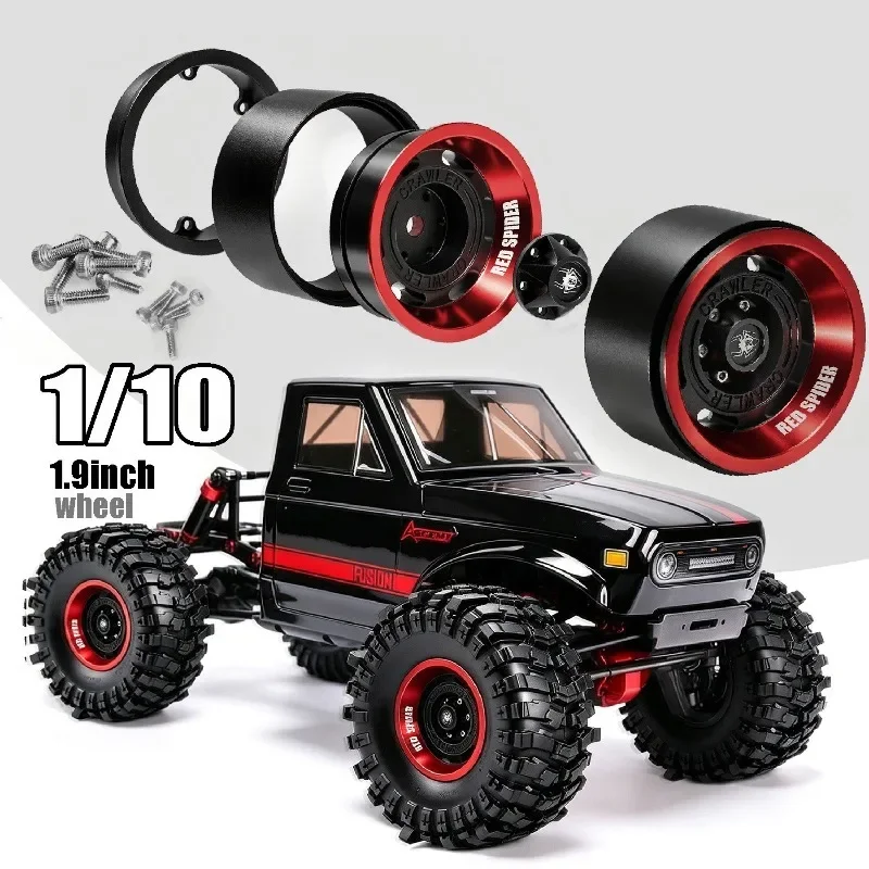 4Pcs Metal1.9Inch Metal Beadlock Wheel Rim Hub for 1:10 RC Crawler Axial SCX10 II 90046 SCX10 III AXI03007 TRX4 D9
