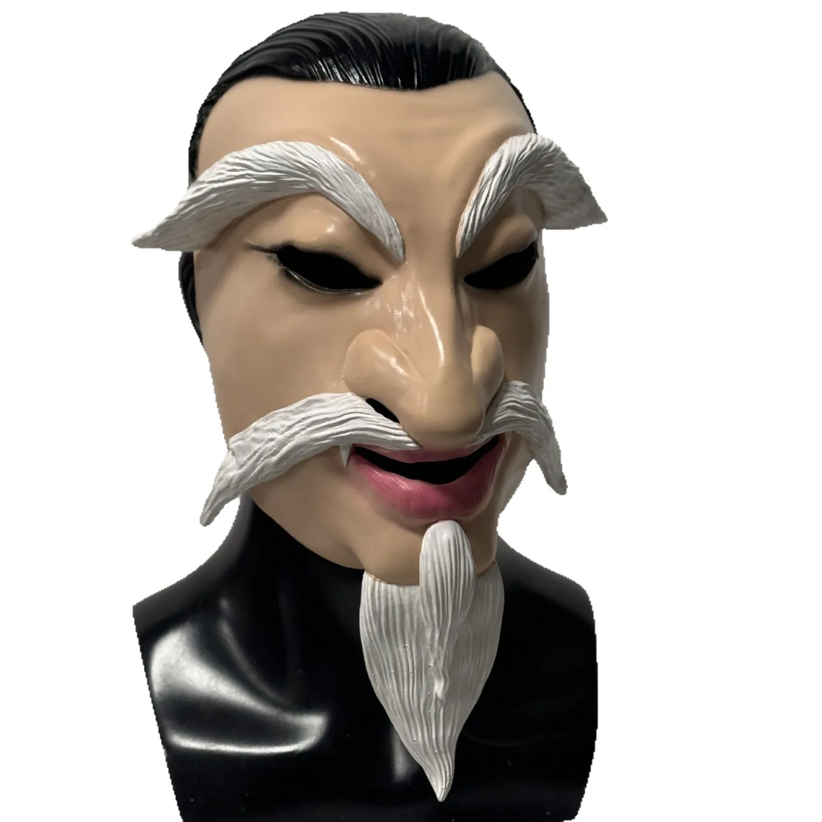 Latex-Maske eines alten Mannes mit weißem Bart und Augenbrauen, realistische menschliche Maske für Erwachsene, Halloween-Maskerade, Karneval, Cosplay-Kostüm-Requisite – Detail 6