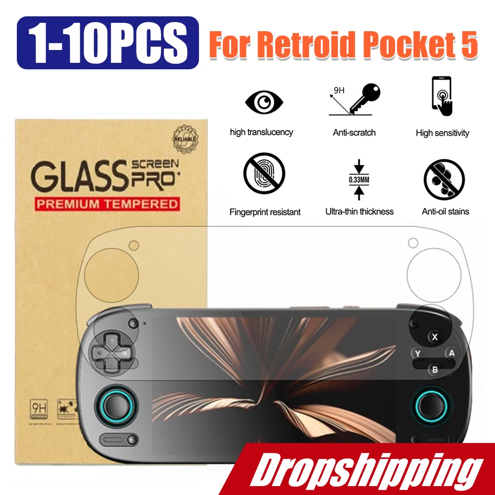 1-10Pcs For Retroid Pocket 5 Tempered Glass Screen Protector Films 9H Anti-Scratch Ultra-Clear Game Console Tempered Glass Film