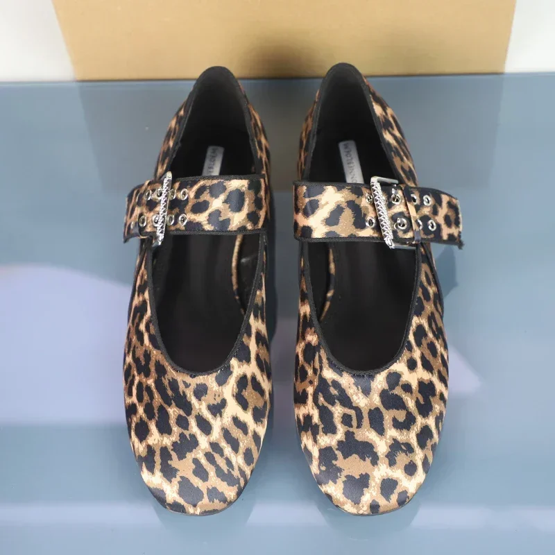 Merk Designer Dames Ballet Flats 2025, Herfst Mode Luipaardprint Ronde Neus Outdoor Ondiepe Mond Dames Mary Jane Schoenen