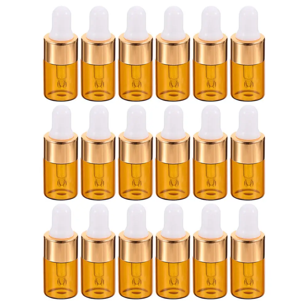 

Набор из 25 мини-флаконов-капельниц по 2 мл: прозрачные стеклянные дорожные флаконы для эфирных масел и лосьонов для тела с УФ-защитой