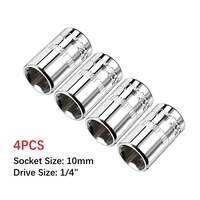 4pcs 1/4Inch Hex Socket Ratchet Wrench Drive Sockets Adapter 10mm Shallow Socket Repair Tool For DIY Automotive Repairs