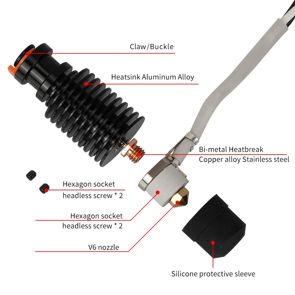 Ramp V6 Hotend keramik pemanas inti M6 benang halus untuk V6 Hotend ender 3 CR10 langsung Drive Bowden DDB ekstrduer