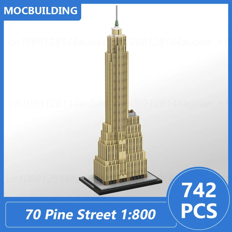 

70 Pine Street, масштаб 1:800, архитектурный конструктор MOC, строительные блоки, DIY, сборная модель, игрушки для демонстрации, подарки, 742 детали