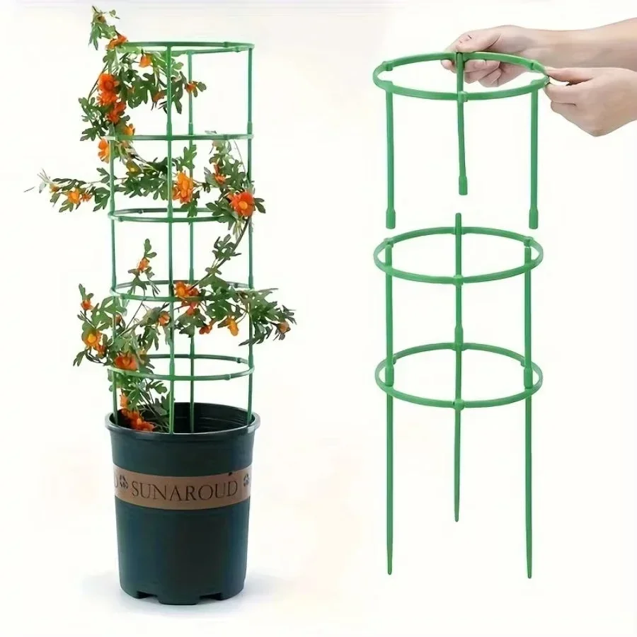 9 Pcs/set Round Plant Support Ring 3 Layers Plastic Plant Cage Holder Plant Stakes Flower Pot Climbing Trellis for Garden Plant