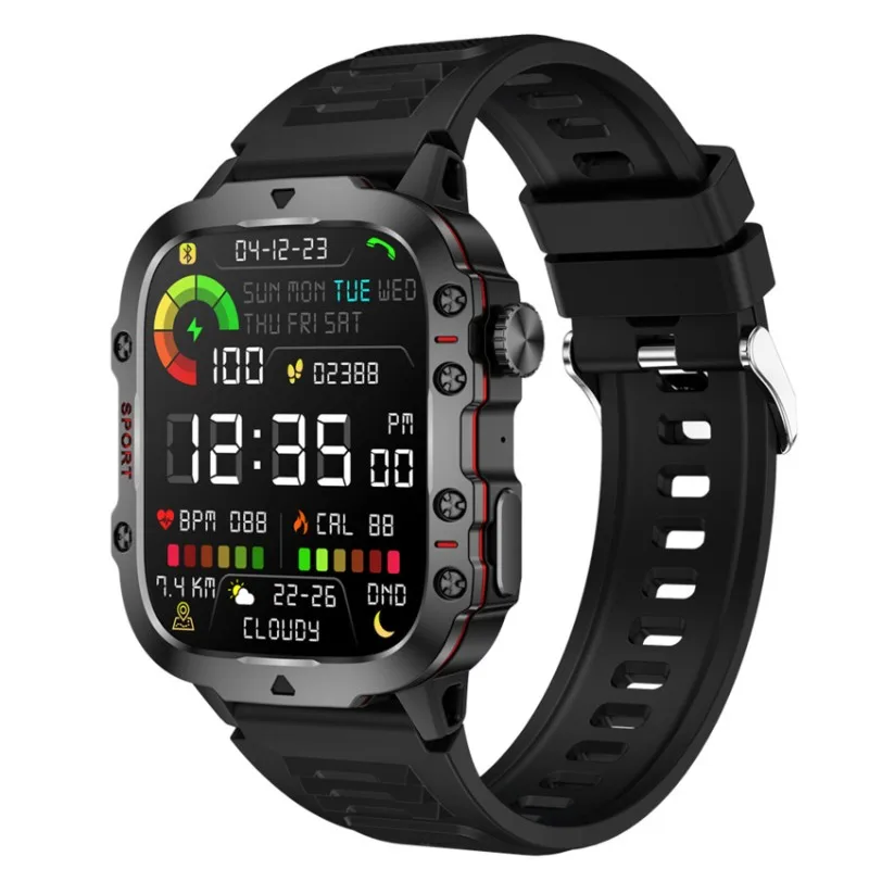 GROCE-Smart Watch For Men' S Rugged Design Bluetooth Enabled Outdoor Call Sport Heart Rate Monitoring IP68 Waterproof For Androi