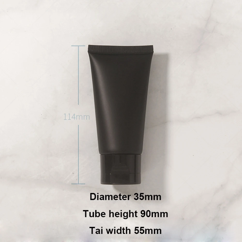 20Pcs Empty Plastic Matte Black Soft Tube with Flip Cap Squeeze Packing Bottle 50ML Hand Cream Lotion Cosmetic Travel Container