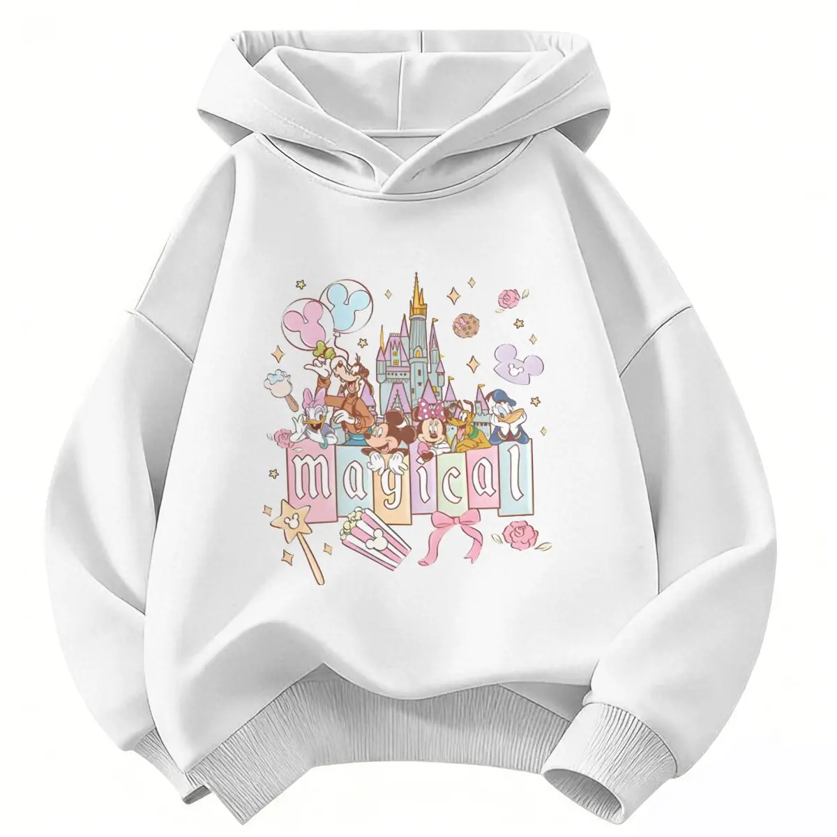 

Children's Clothing Magical Print Long Sleeve Top Pullover Girl Boy Cute Mickey & Friends Castle Trip Graphic Sweatshirt Hoodie