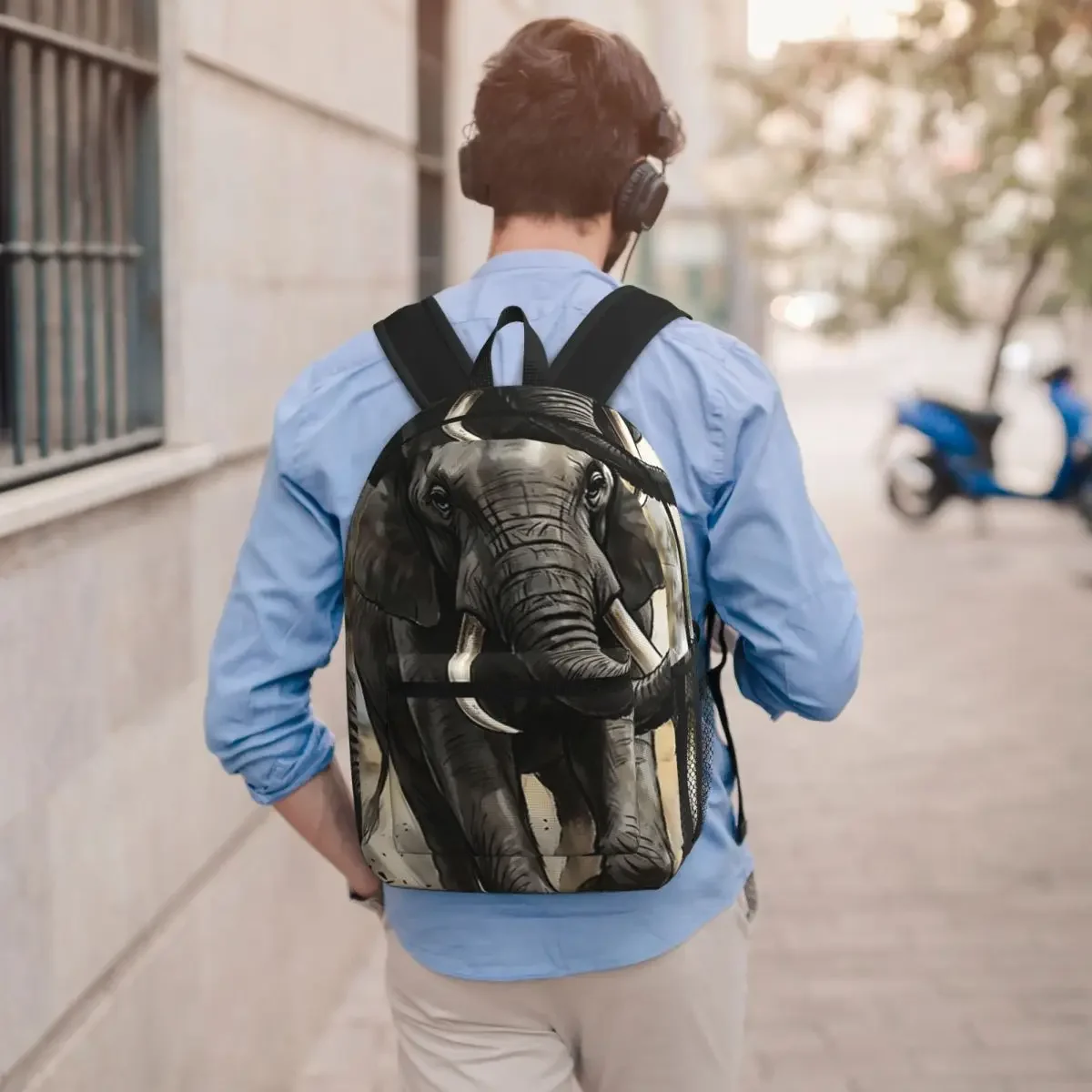 African Elephant Grey Art Student Backpack School Bag Hiking Travel Daypack for Men Women Bookbag Shoulder Bags