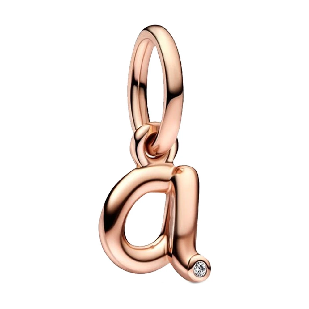 2023 New 925 Silver Plated Rose Gold Letter a-z Script Alphabet Dangle Charm Fit Pan Bracelet DIY Romantic Jewelry Gift