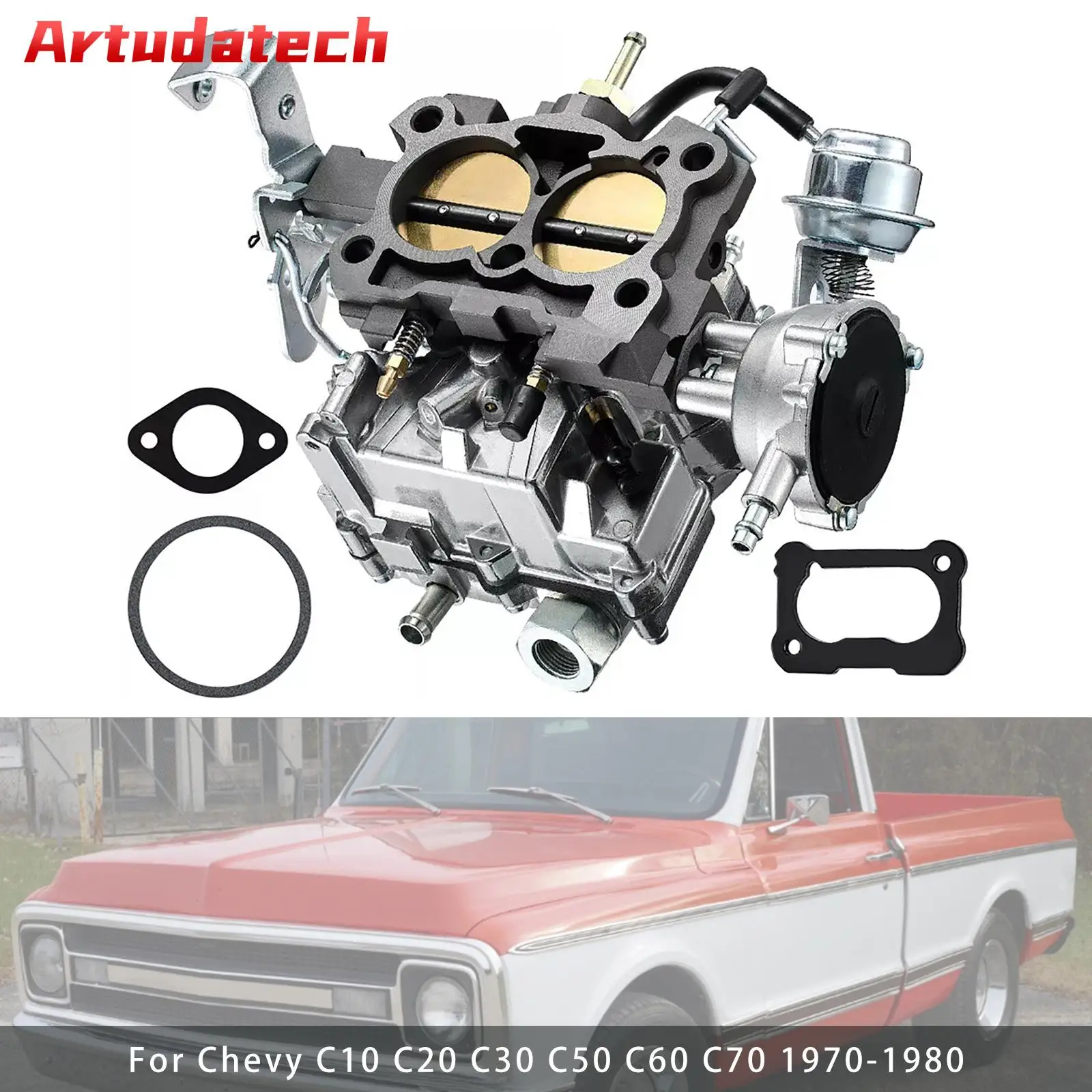 

Artudatech 2 Barrel Carburetor Carby 17054616 For Chevy C10 C20 C30 C50 C60 C70 1970-1980 Car Accessories