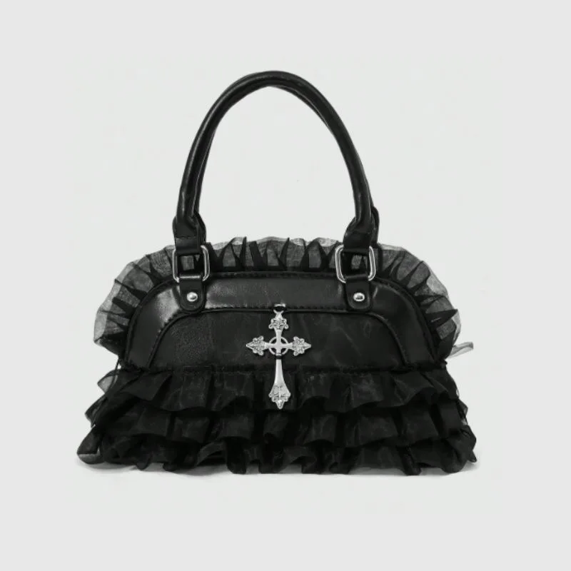 

Women's Gothic Style Literary Vintage Tote Bag Black Y2K Handbag Bags for Women Bags Trend 2025 Female Lace Designer Bag