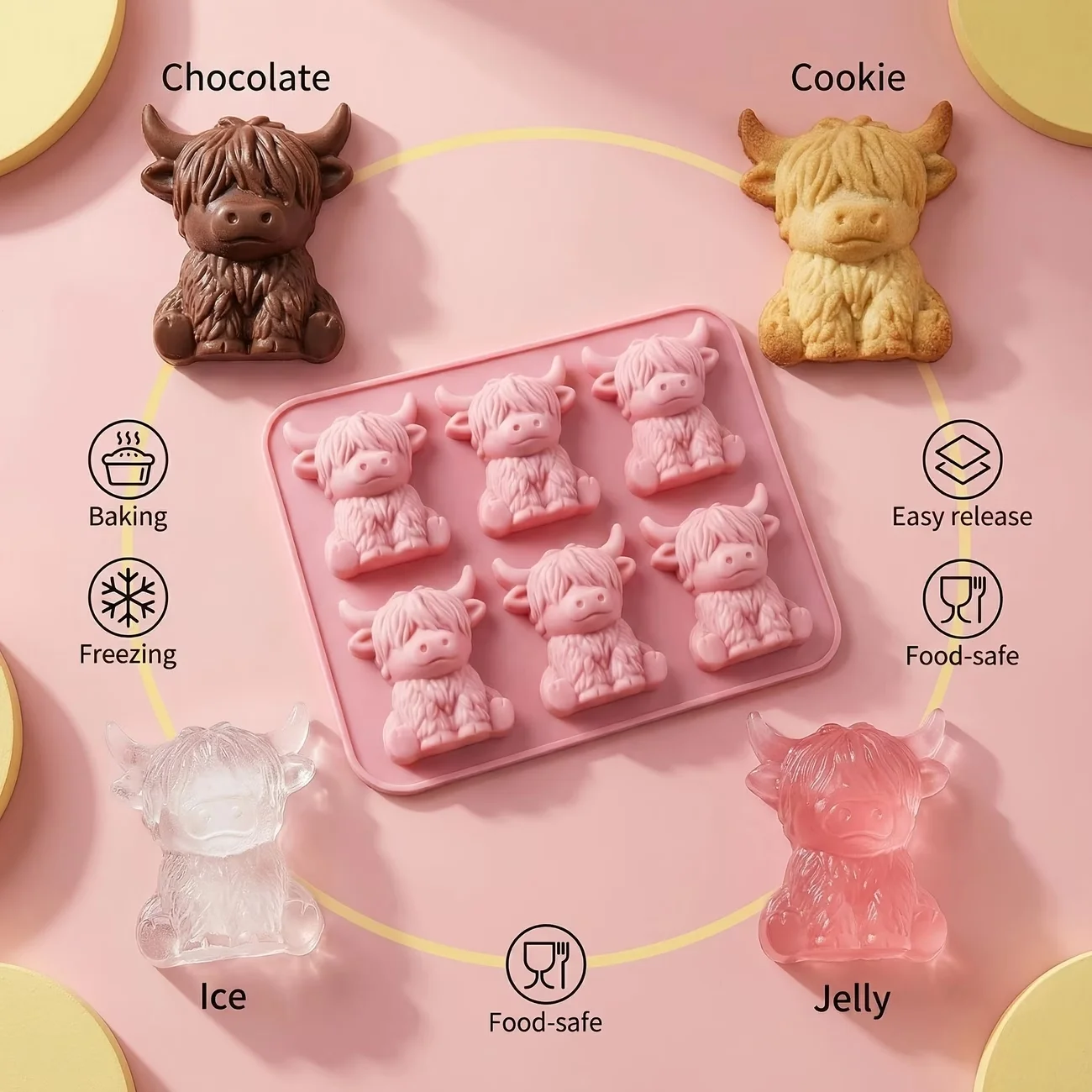 Fun And Entertaining Highland Yak Cow Molds Candles And Are Made of Heat-Resistant Silicone Material. Easy to Remove The Mold