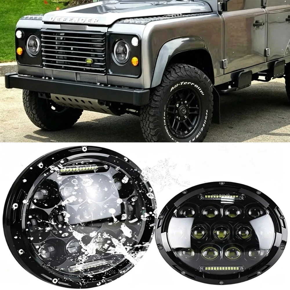 7 Zoll LED Auto-Scheinwerfer Motorrad LED-Scheinwerfer DRL Angel Eyes für Offroad Harley Honda Yamaha Jeep Lada Niva Auto-Frontscheinwerfer