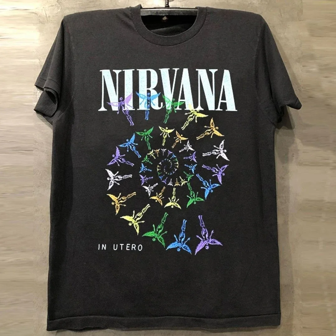 

Nirvana Angel Band Short-sleeved T-shirt, Chic American Hip-hop Trendy Brand, Retro Half-sleeved