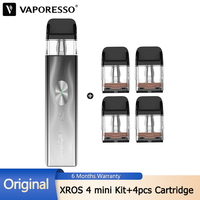 Original Vaporesso XROS 4 mini Kit COREX 2.0 Vape 1000mAh + Extra 4pcs 3ML XROS Pod Cartridge 0.4ohm E Cigarette Optional