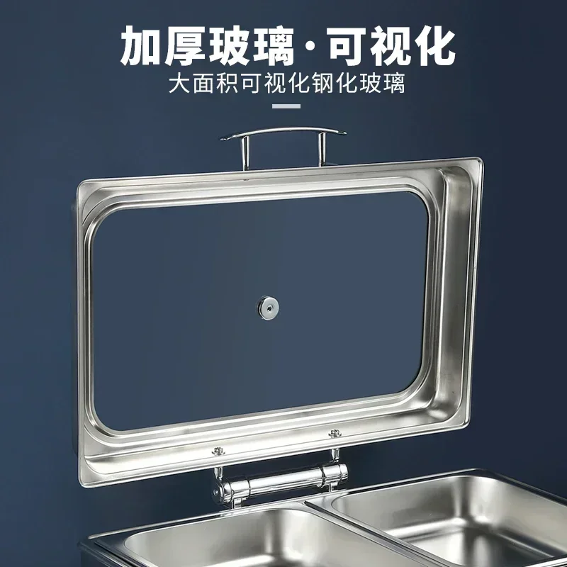 موقد بوفيه فاخر - فرن عازل من الفولاذ المقاوم للصدأ للتدفئة الكهربائية مع زجاج هيدروليكي مرئي، غلاية دائرية للإفطار