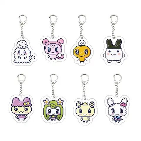 GoGo 다마고치 키 체인 아크릴 다마고치 Mametchi Kuchipatchi Mimitchi 펜던트 열쇠 고리 열쇠 고리 열쇠 고리 팬 선물
